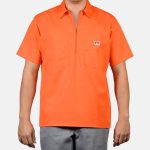 Short Sleeve Solid 1/2 Zip Shirt - Orange